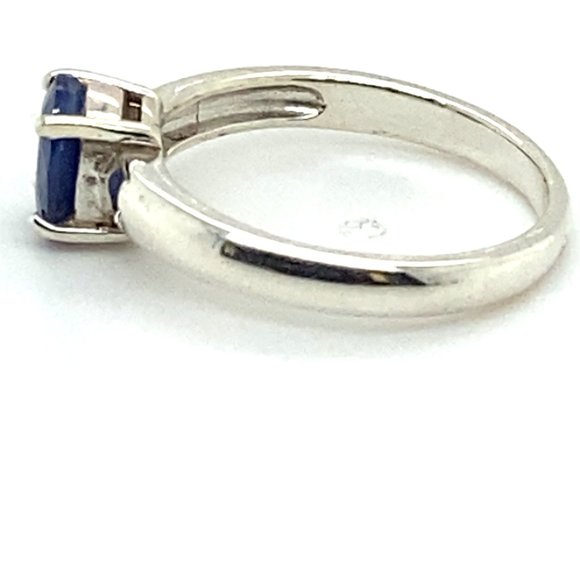 Blue Sapphire 1.15ct Platinum Finish Solid 925 Sterling Silver Ring - Picture 6 of 6